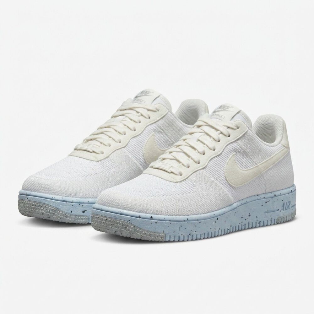 Nike Air Force 1 Crater Flyknit Women's Shoes White Pure Platinum Size 9